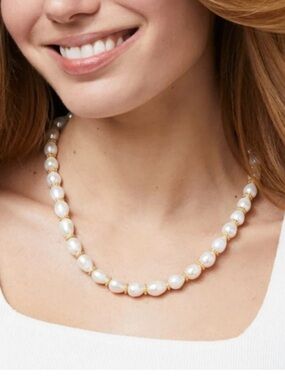 RARE Julie Vos Cream Pearl and Gold Beaded Necklace